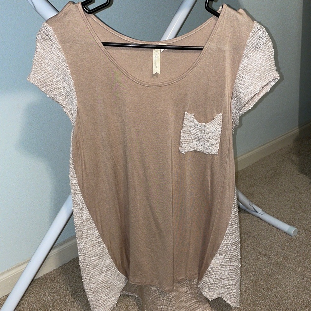 Cute Tan Boho Pocket Tee